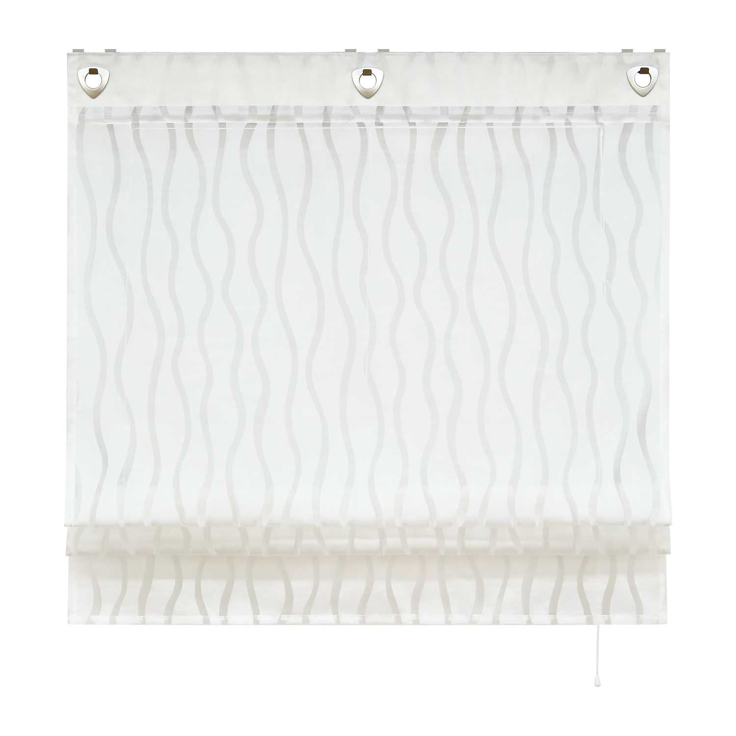 Roman Shade with U-Hooks with Wave Pattern and Decorative Folds Light-Filtering 1 Piece - White, H x W 140 x 120cm