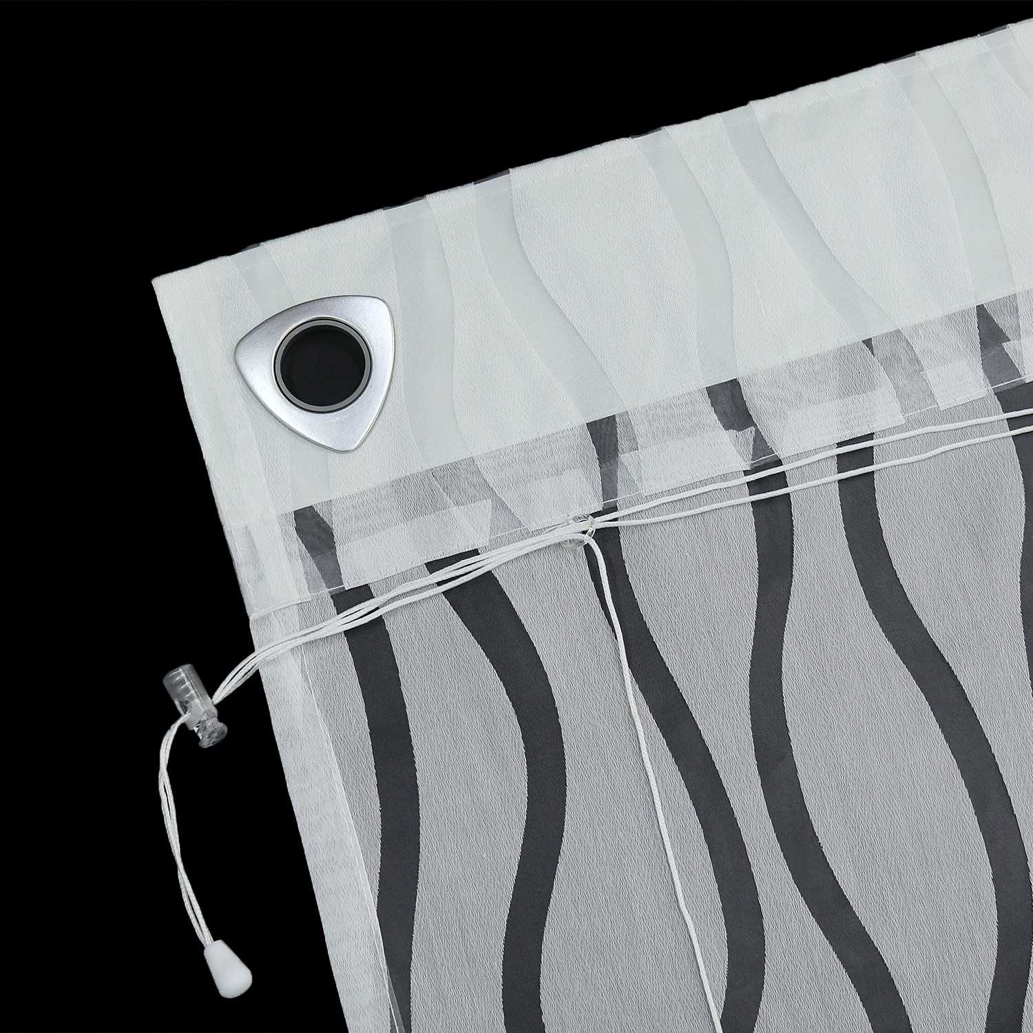 Roman Shade with U-Hooks with Wave Pattern and Decorative Folds Light-Filtering 1 Piece