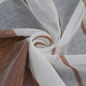 Cafe Curtain Gatherable White Stripe Pattern Semi-Sheer 1 Piece