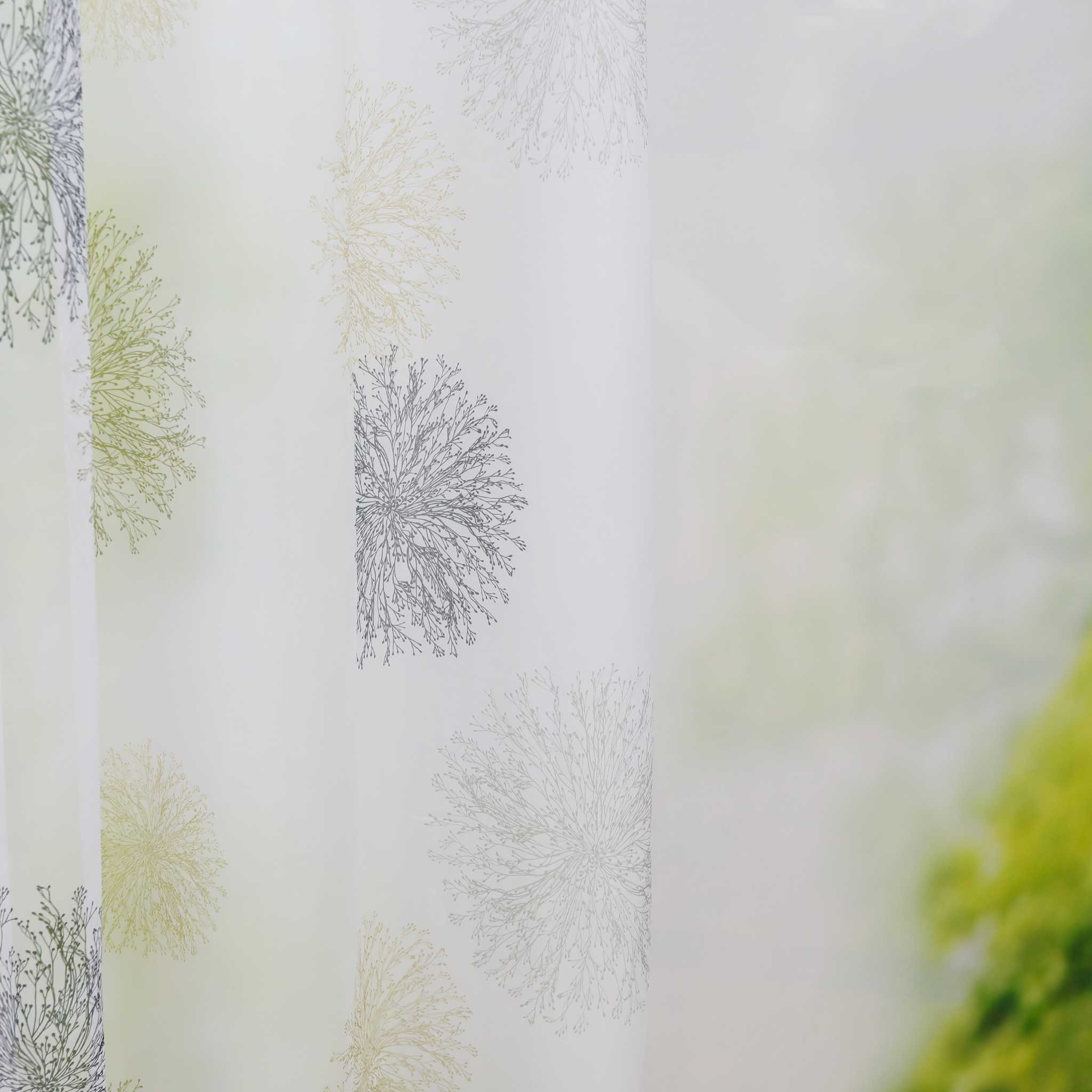 Curtain with Floral Pattern and Curtain Tape - Grommet Panel, Blue