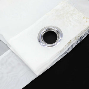 Curtain with Floral Pattern and Curtain Tape - Grommet Panel, Gray