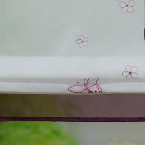 Roman Shade with Rod Pocket Voile Kitchen Curtains Modern with Embroidery Sheer 1 Piece
