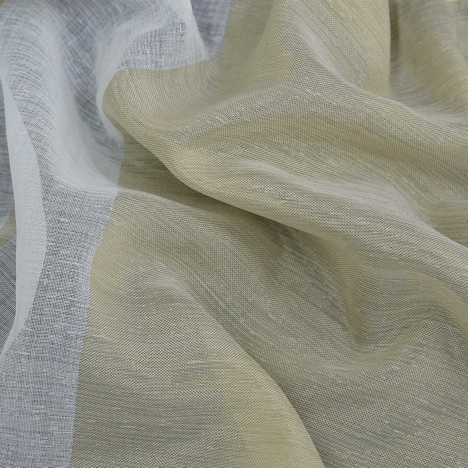 Cafe Curtain Gatherable White Stripe Pattern Semi-Sheer 1 Piece - Sand, W x H 145 x 60cm