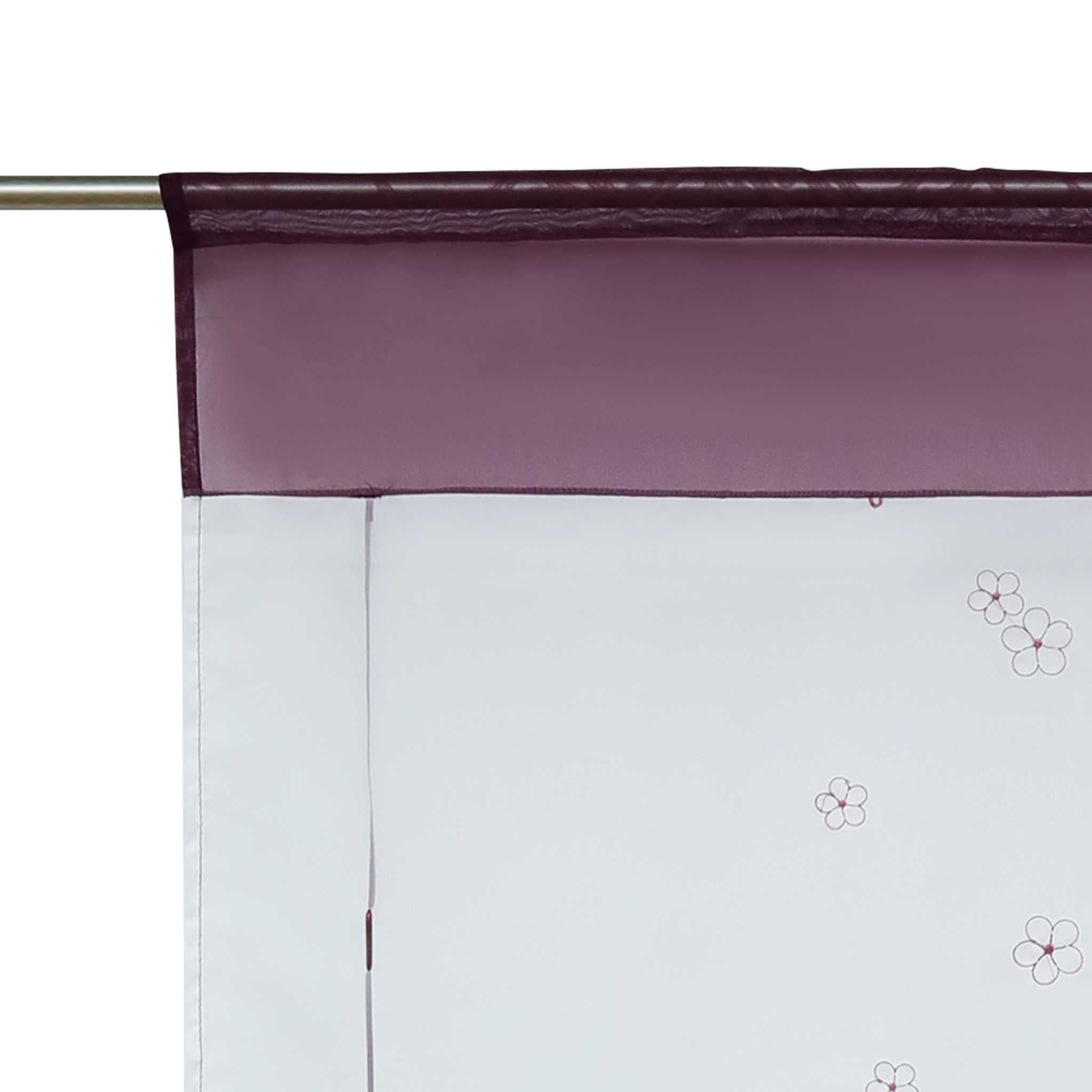 Roman Shade with Rod Pocket Voile Kitchen Curtains Modern with Embroidery Sheer 1 Piece - Purple, W x H 80 x 120cm