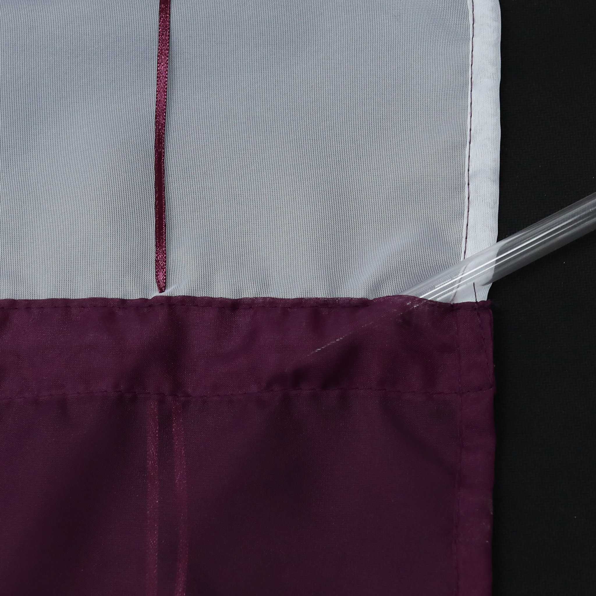 Roman Shade with Rod Pocket Voile Kitchen Curtains Modern with Embroidery Sheer 1 Piece - Purple, W x H 80 x 140cm