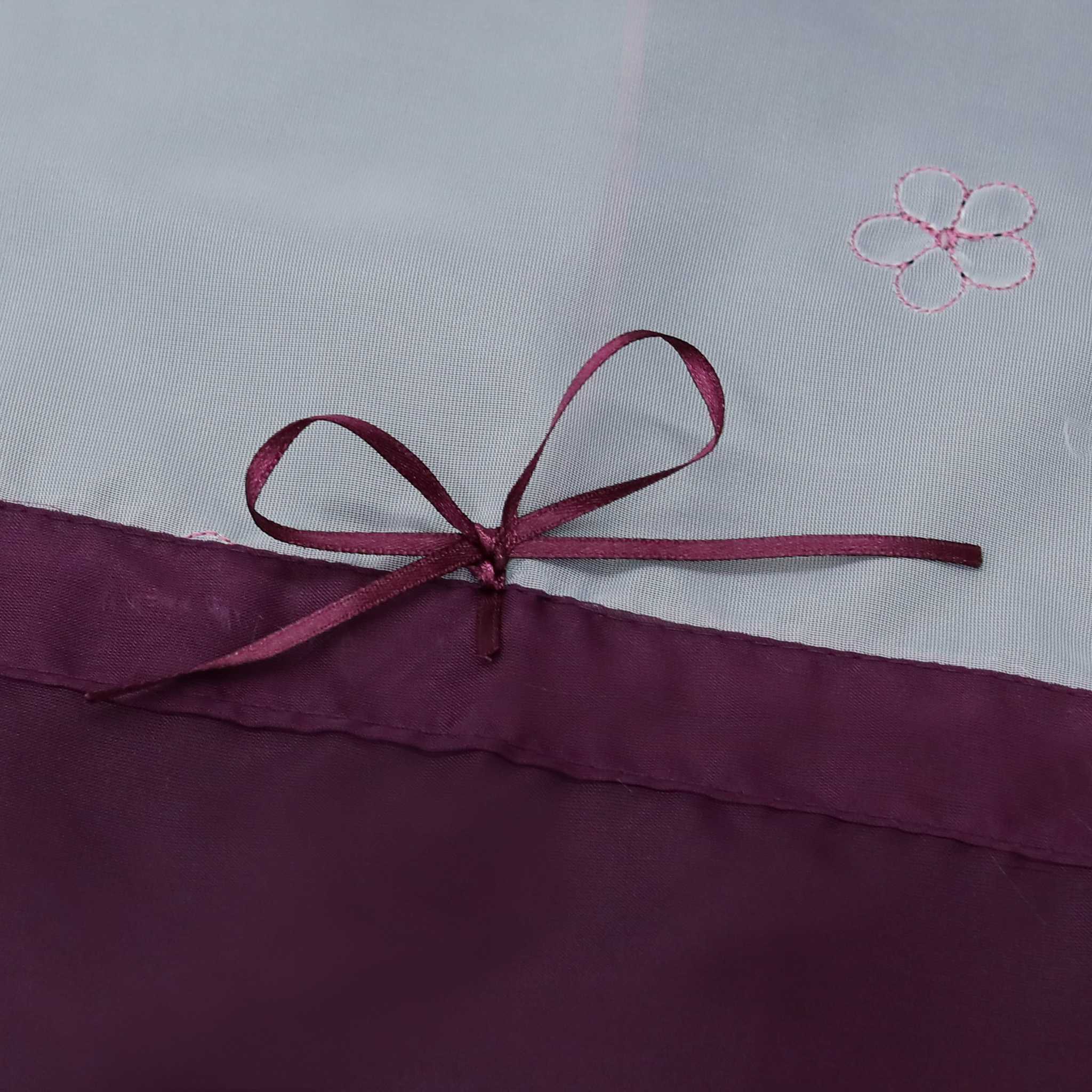 Roman Shade with Rod Pocket Voile Kitchen Curtains Modern with Embroidery Sheer 1 Piece - Purple, W x H 100 x 140cm