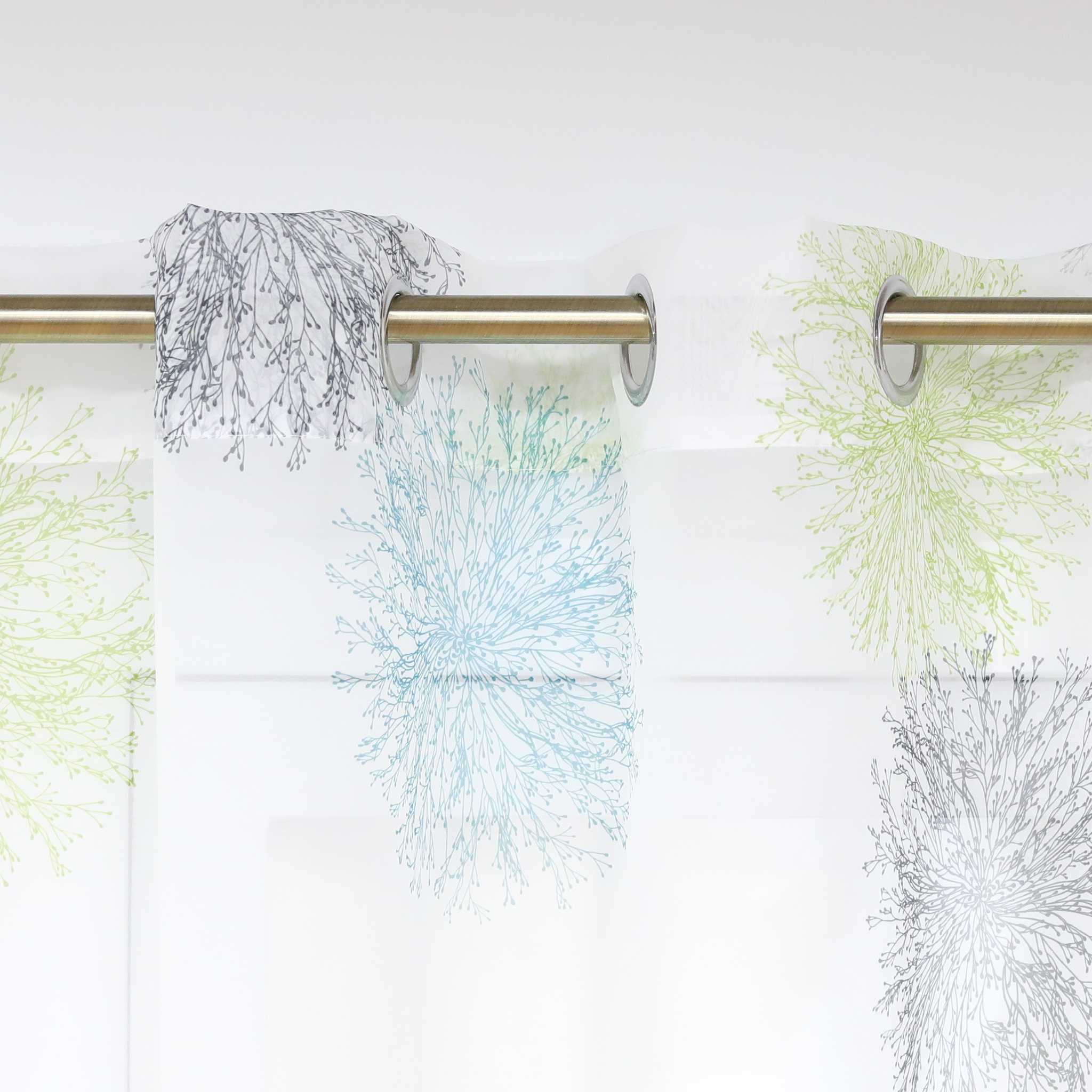 Curtain with Floral Pattern and Curtain Tape - Curtain-Tape Panel, Gray