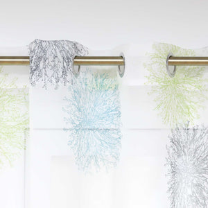 Curtain with Floral Pattern and Curtain Tape - Curtain-Tape Panel, Gray