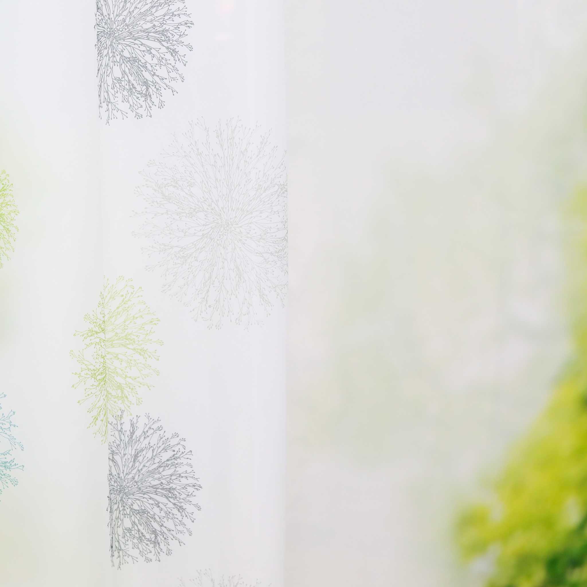 Curtain with Floral Pattern and Curtain Tape - Curtain-Tape Panel, Blue