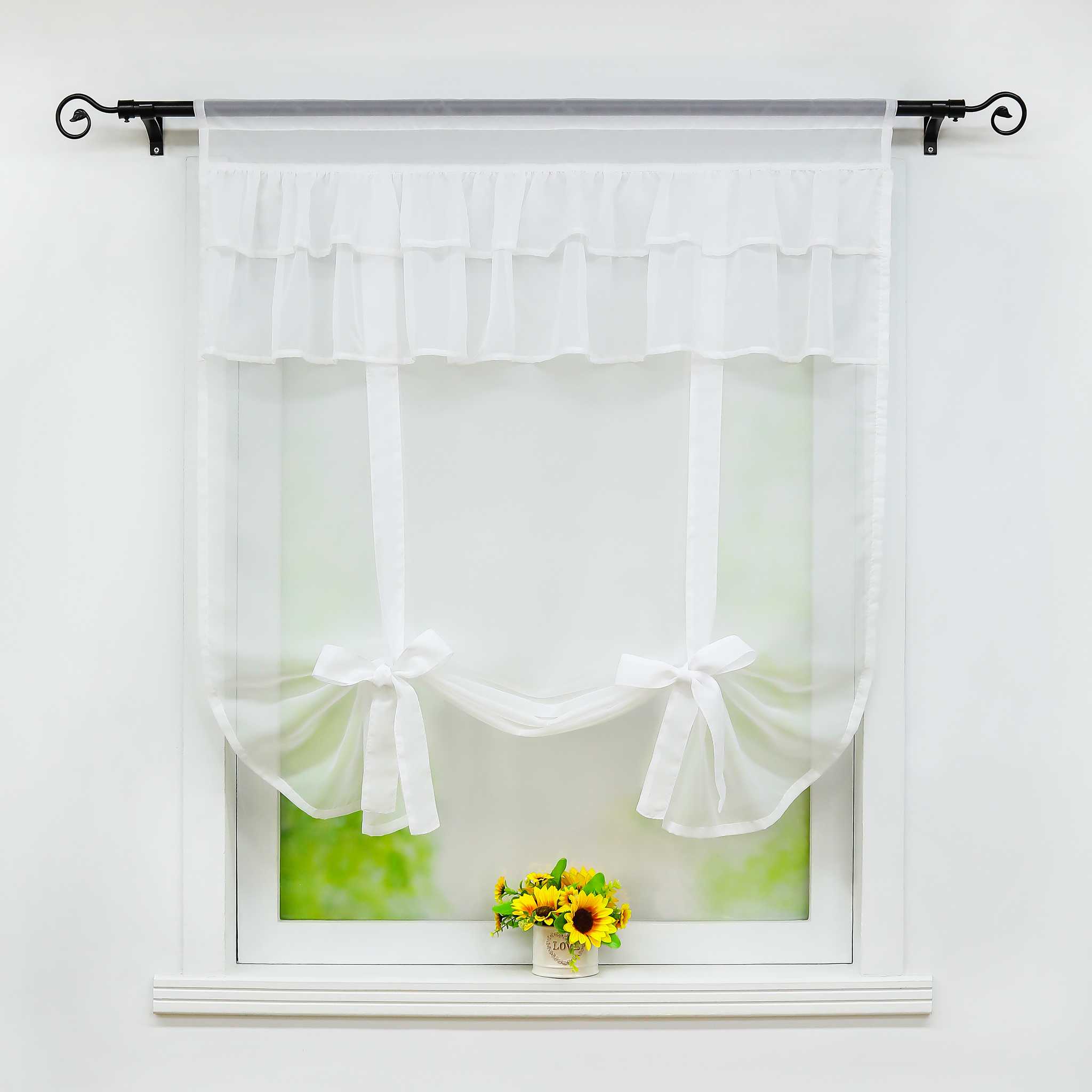 Roman Shade with Decorative Tab Tops - White, W x H 60 x 140cm