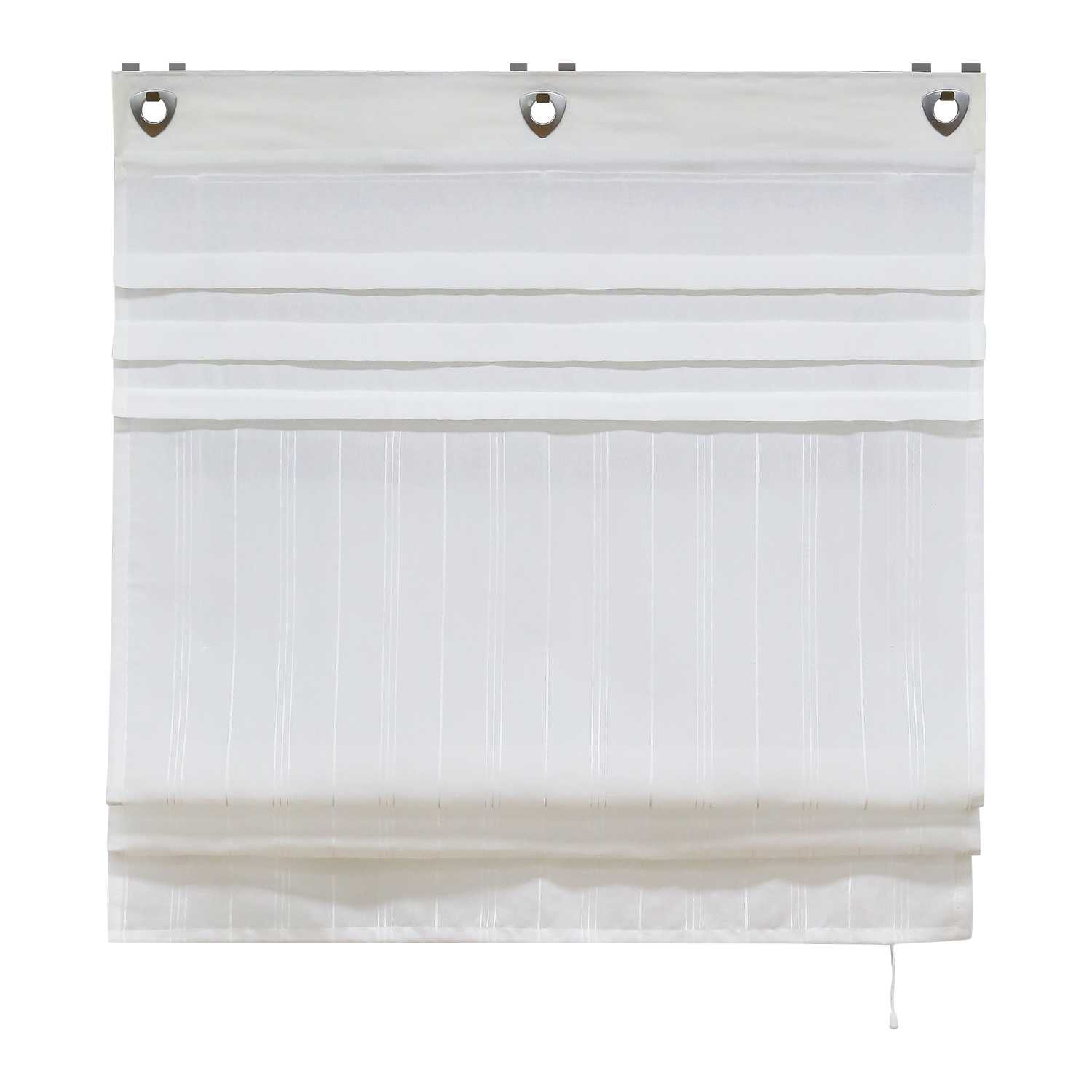 Roman Shade with U-Hooks Striped Pattern Solid Color 1 Piece - White, W x H 100 x 140cm