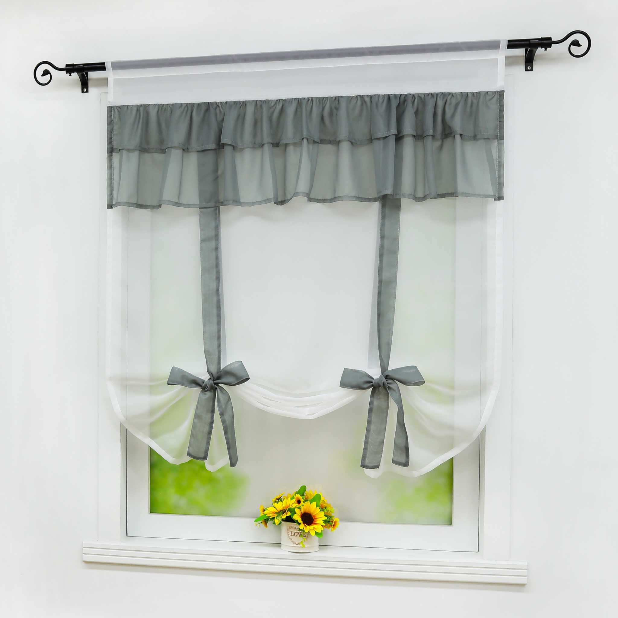 Roman Shade with Decorative Tab Tops