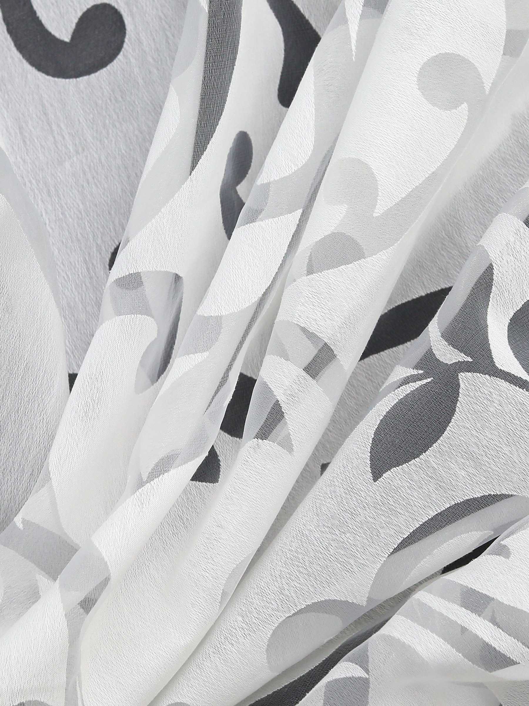 Hook-and-Loop Sliding Panel Curtains with Floral Pattern Set of 2 - Gray, W x H 57 x 145cm