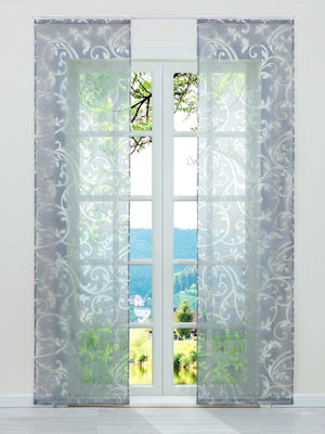 Hook-and-Loop Sliding Panel Curtains with Floral Pattern Set of 2