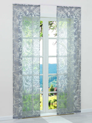 Hook-and-Loop Sliding Panel Curtains with Floral Pattern Set of 2
