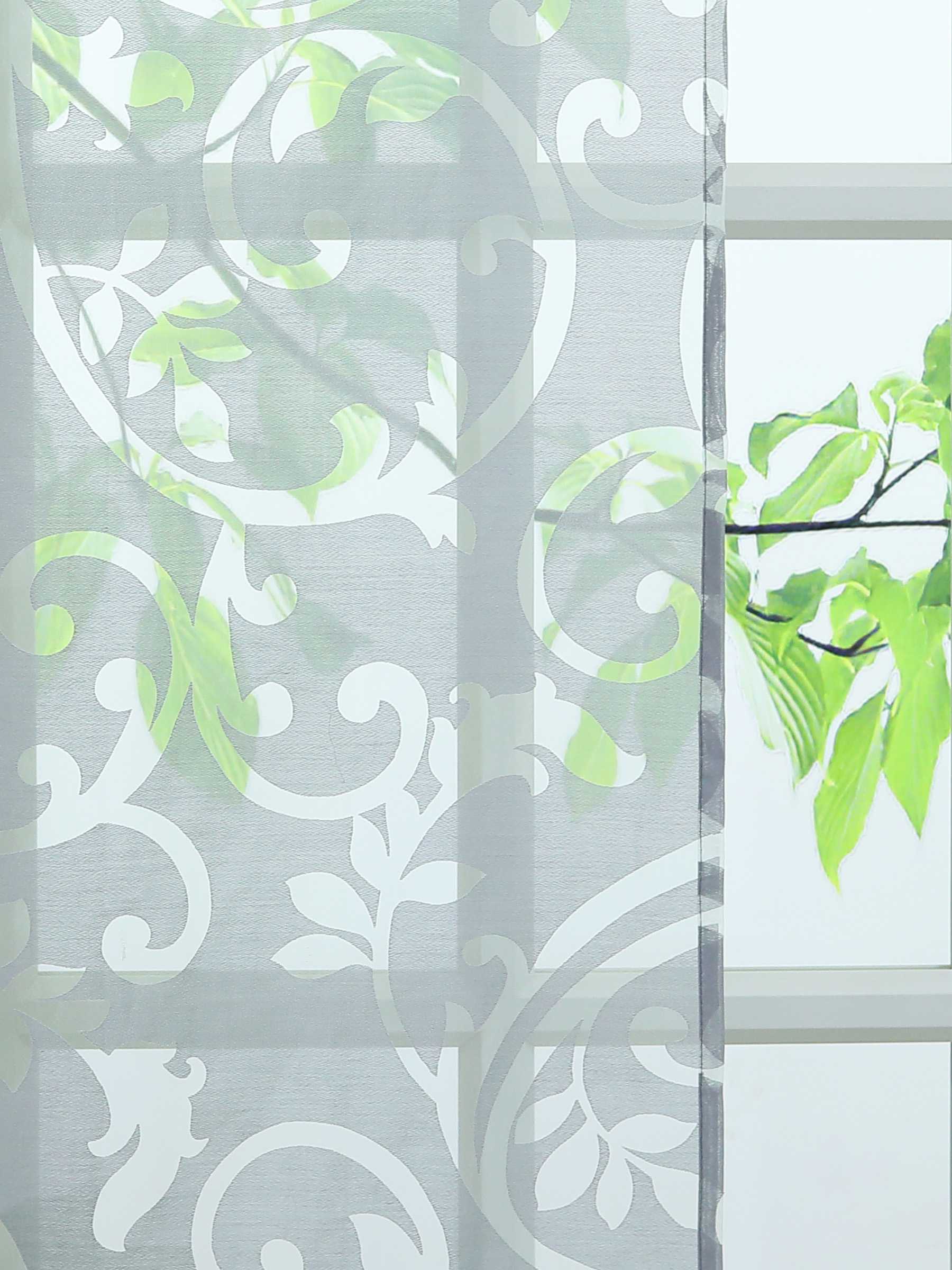 Hook-and-Loop Sliding Panel Curtains with Floral Pattern Set of 2