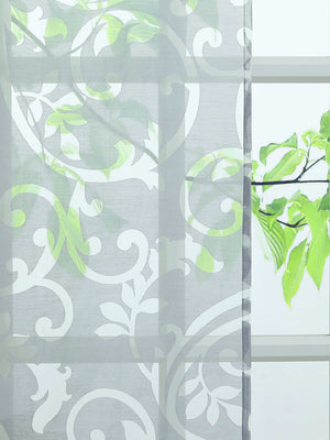Hook-and-Loop Sliding Panel Curtains with Floral Pattern Set of 2