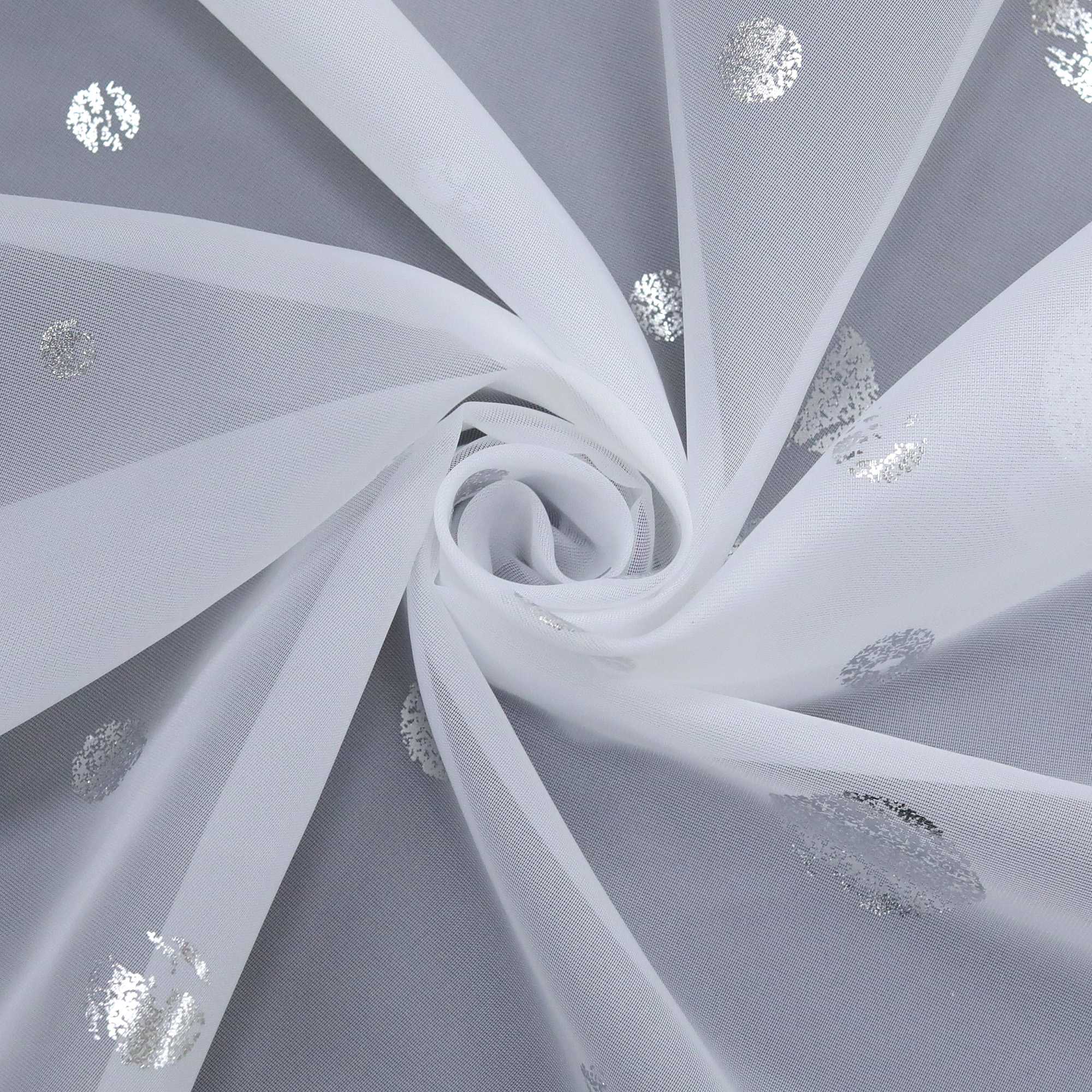 Cafe Curtain Double-Layer Voile Arch with Shimmering Circle Pattern