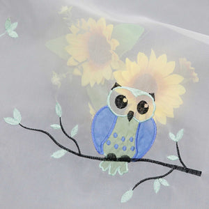 Cafe Curtain with Owls for Small Windows 1 Piece/ Bistro - Green, W x H 60 x 120cm