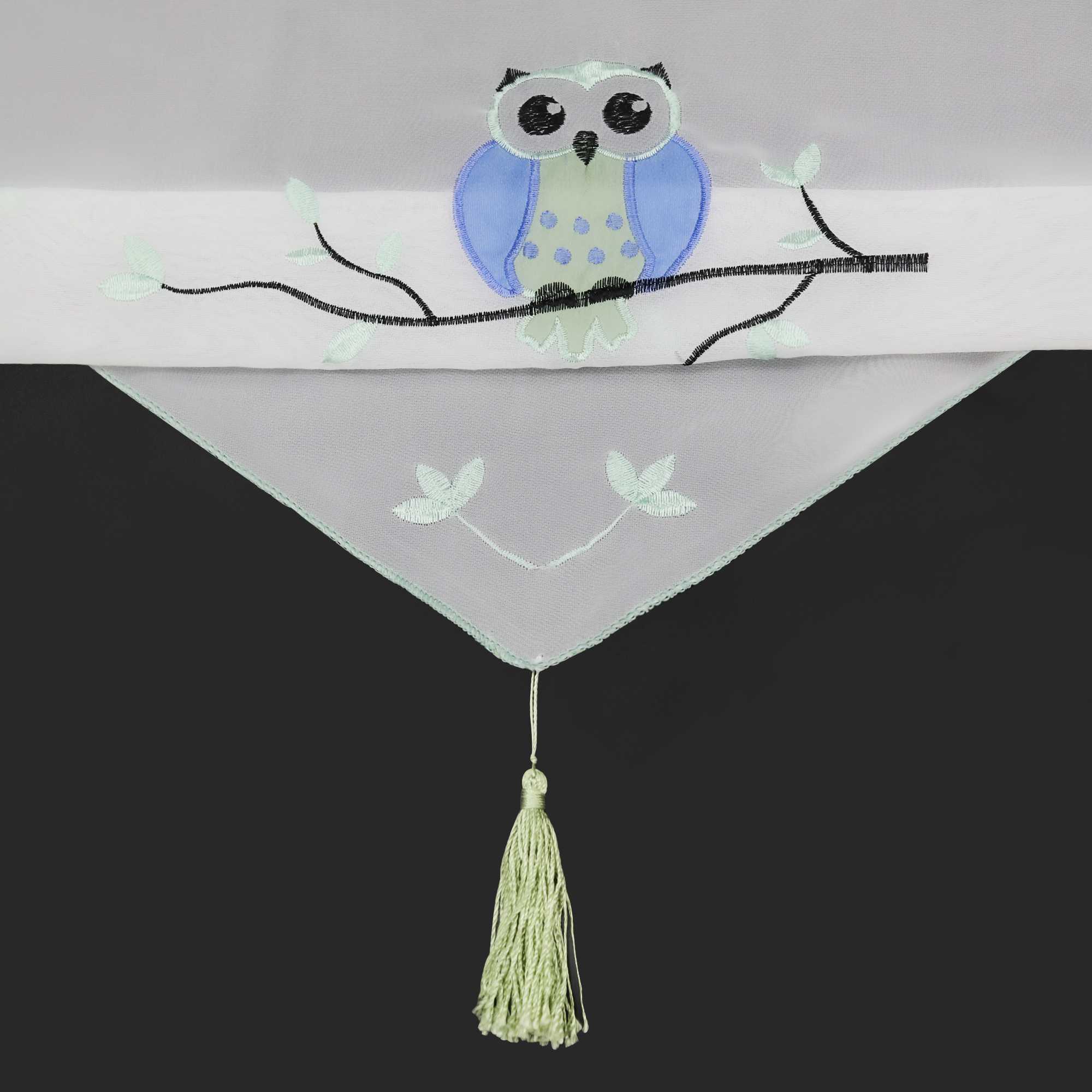 Cafe Curtain with Owls for Small Windows 1 Piece/ Bistro - Green, W x H 80 x 160cm