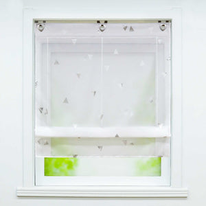 Roman Shade No-Drill with Hook Hanging Voile Grommet with Shimmer Print 1 Piece - White, W x H 45 x 130cm