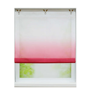 Roman Shade with V-Shaped Tabs Gradient Color Sheer Light Filtering Airy 1 Piece - Red, W x H 80 x 130cm