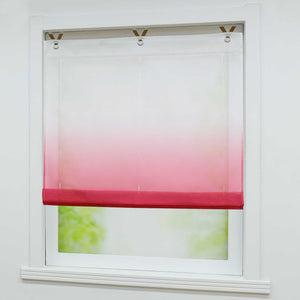 Roman Shade with V-Shaped Tabs Gradient Color Sheer Light Filtering Airy 1 Piece - White, W x H 120 x 130cm
