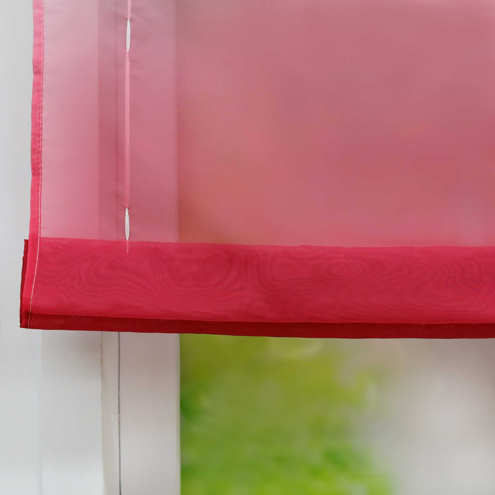 Roman Shade with V-Shaped Tabs Gradient Color Sheer Light Filtering Airy 1 Piece - Red, W x H 100 x 130cm