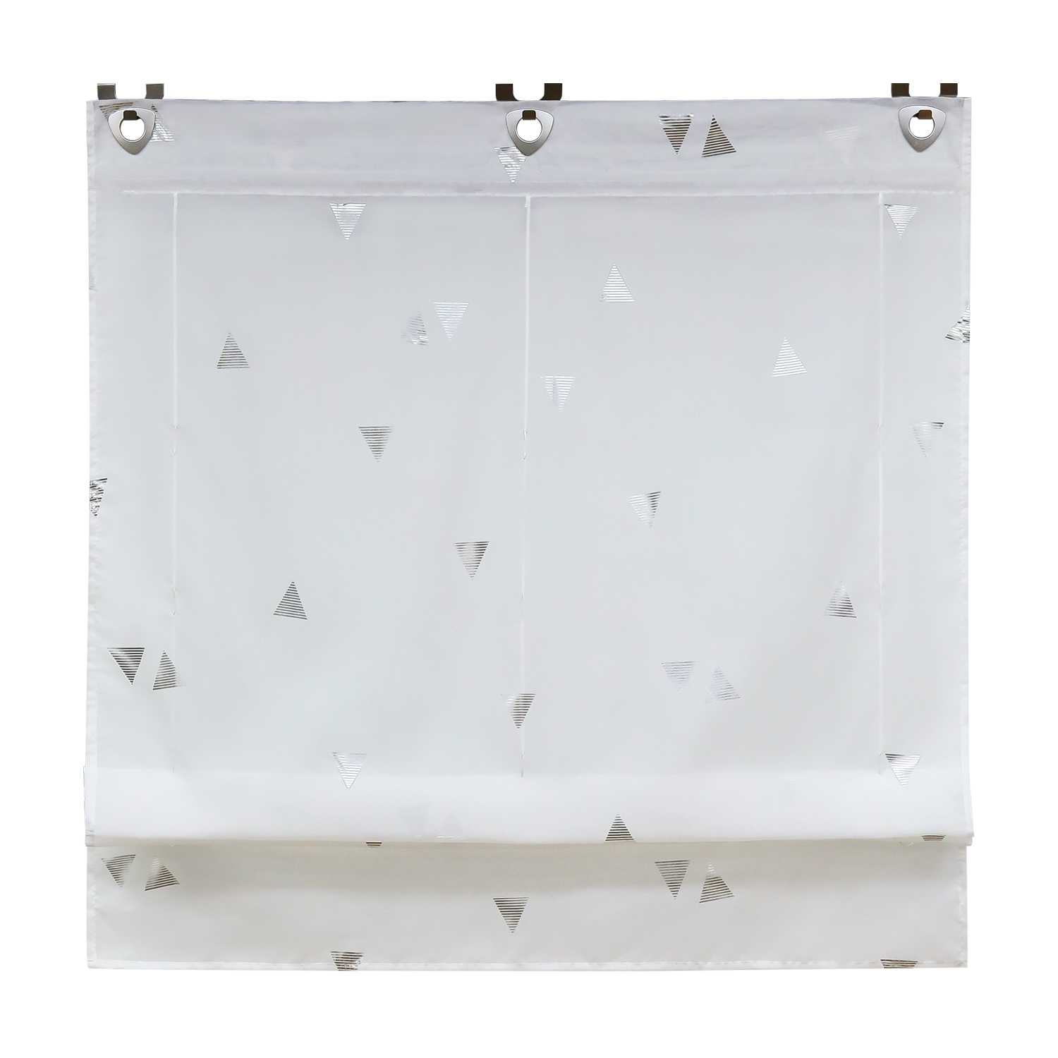 Roman Shade No-Drill with Hook Hanging Voile Grommet with Shimmer Print 1 Piece - White, W x H 100 x 130cm