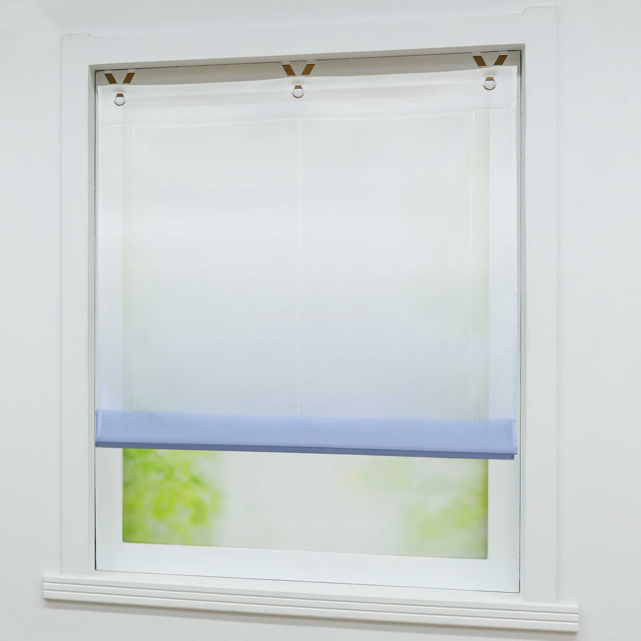 Roman Shade with V-Shaped Tabs Gradient Color Sheer Light Filtering Airy 1 Piece - Yellow, W x H 100 x 130cm