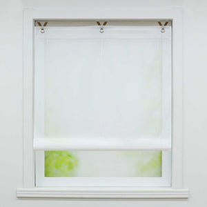 Roman Shade with V-Shaped Tabs Gradient Color Sheer Light Filtering Airy 1 Piece - White, W x H 45 x 130cm