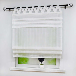 Delien Roman Shade White with V-Shaped Tab Tops Height-Adjustable - White, W x H 80 x 140cm