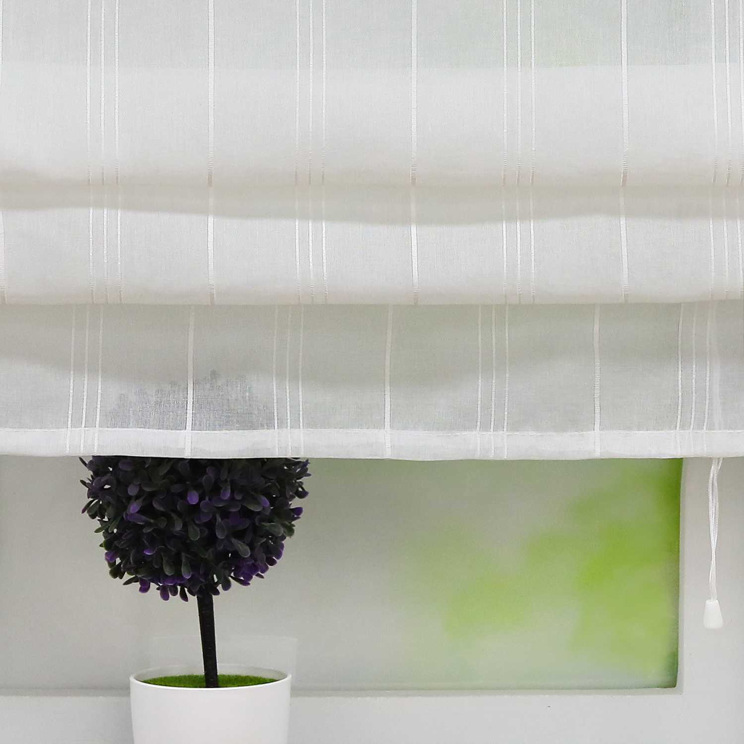 Delien Roman Shade White with V-Shaped Tab Tops Height-Adjustable - Beige, W x H 60 x 140cm