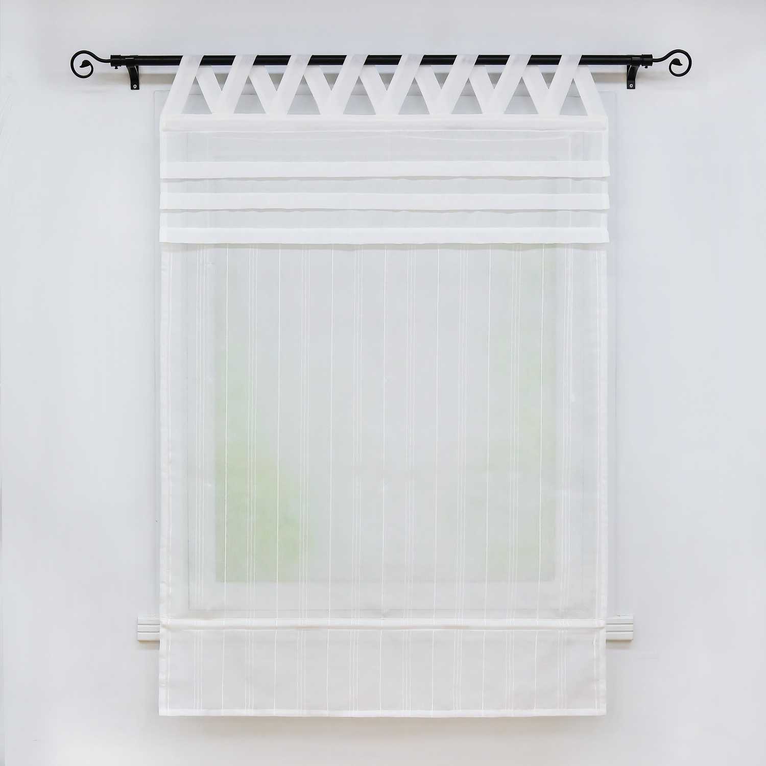 Delien Roman Shade White with V-Shaped Tab Tops Height-Adjustable - White, W x H 100 x 140cm
