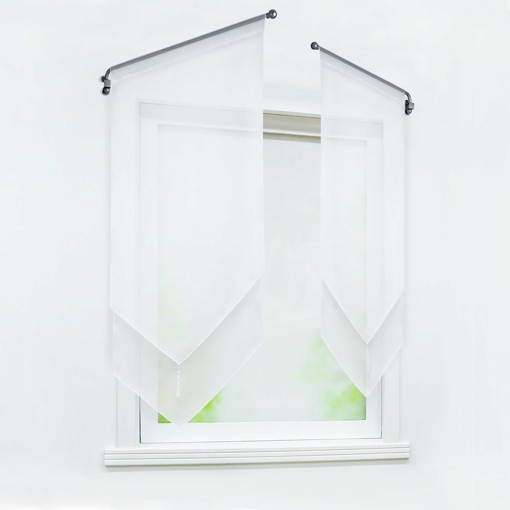 Cafe Curtain with Rod Pocket Voile with Tassel 1 Piece - White, W x H 40 x 90cm