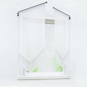 Cafe Curtain with Rod Pocket Voile with Tassel 1 Piece - White, W x H 40 x 90cm