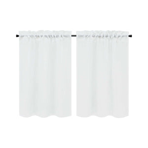 Cafe Curtain Set of 2 with Rod Pocket Short Curtains in Linen-Look Fabric - White, H x W 61 x 76cm