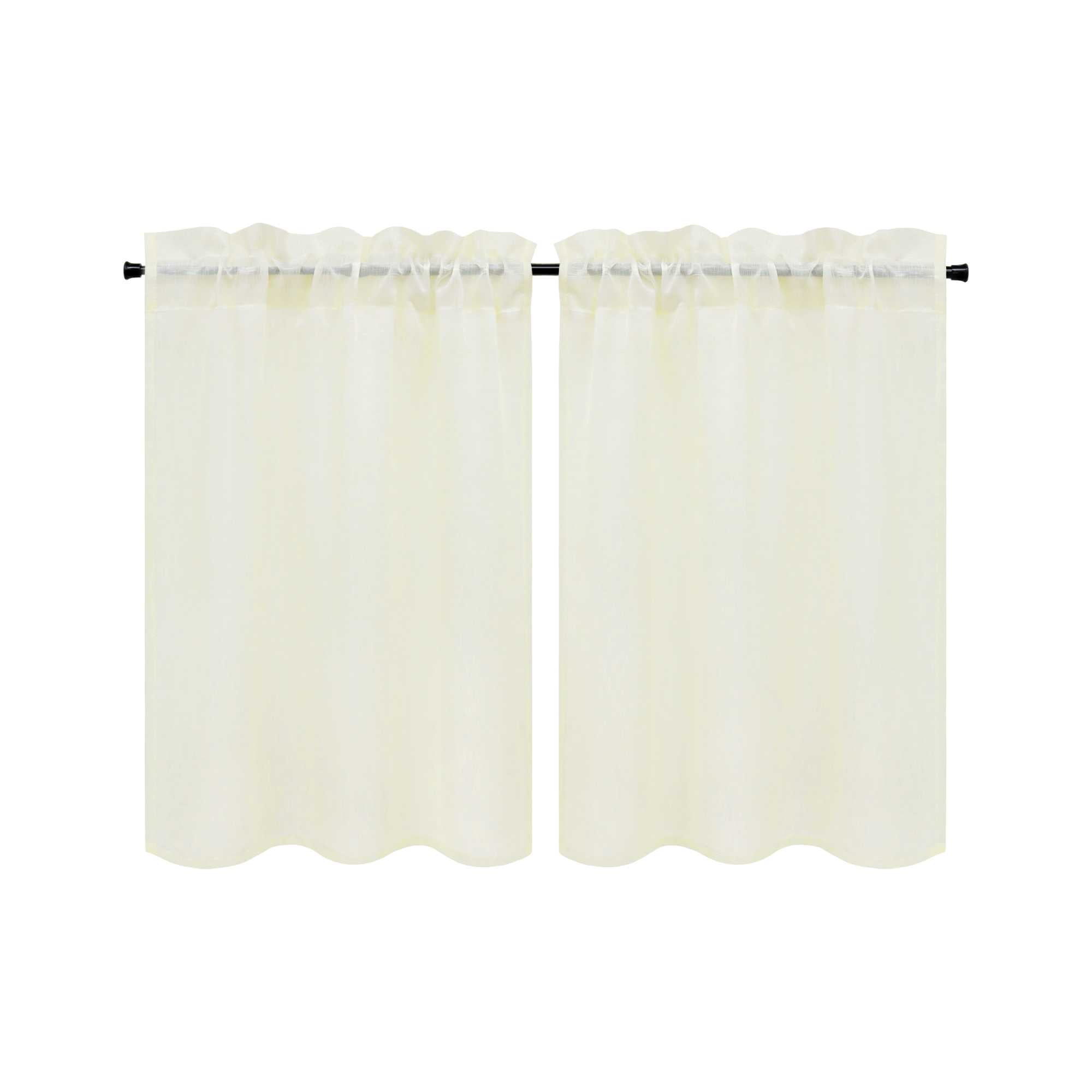 Cafe Curtain Set of 2 with Rod Pocket Short Curtains in Linen-Look Fabric