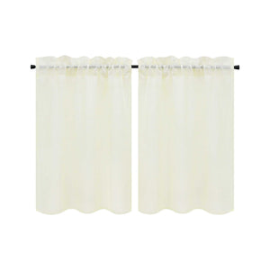 Cafe Curtain Set of 2 with Rod Pocket Short Curtains in Linen-Look Fabric