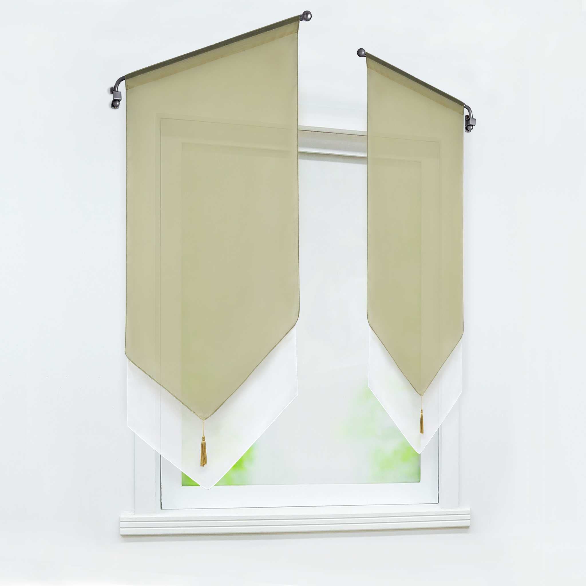 Cafe Curtain with Rod Pocket Voile with Tassel 1 Piece