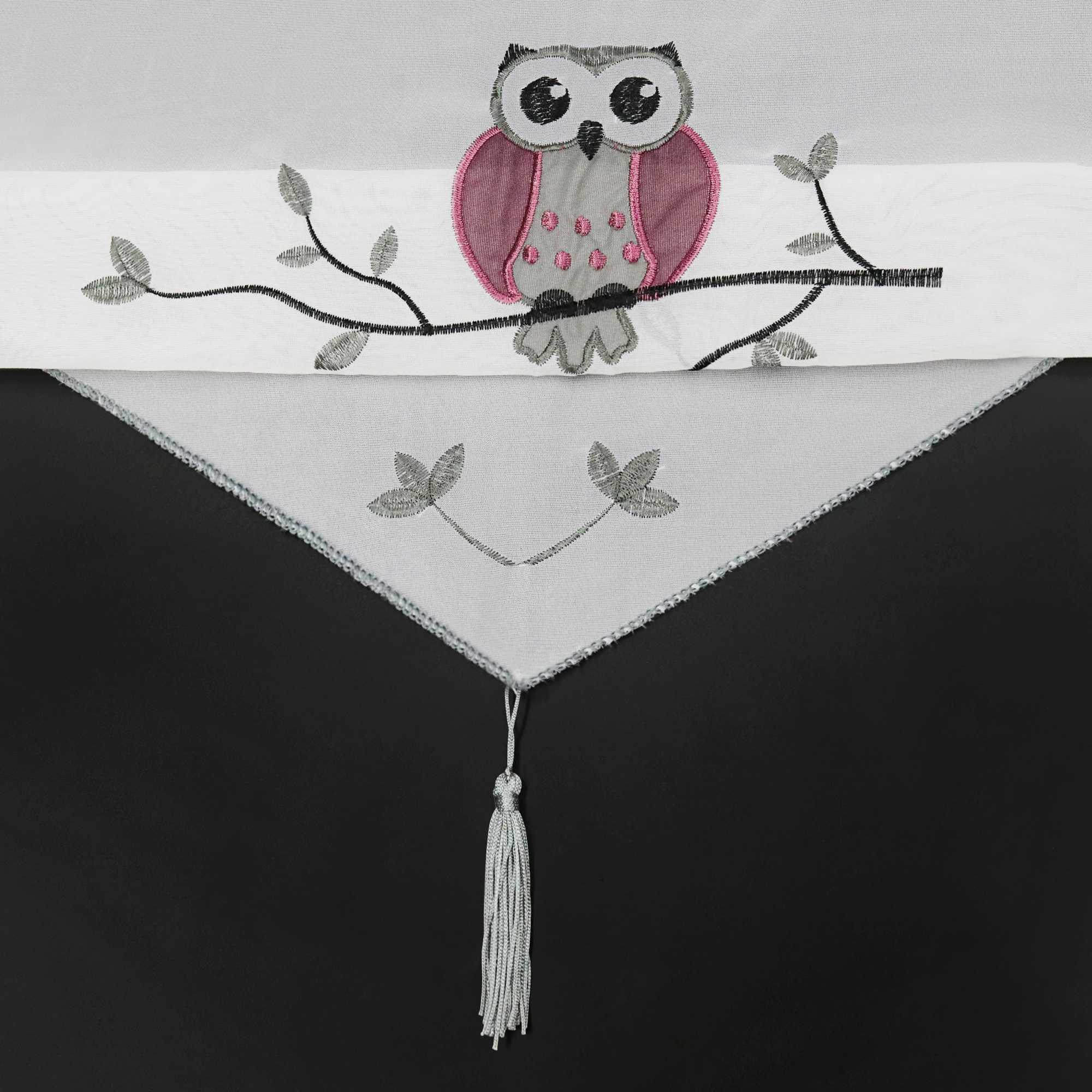 Cafe Curtain with Owls for Small Windows 1 Piece/ Bistro - Green, W x H 40 x 60cm