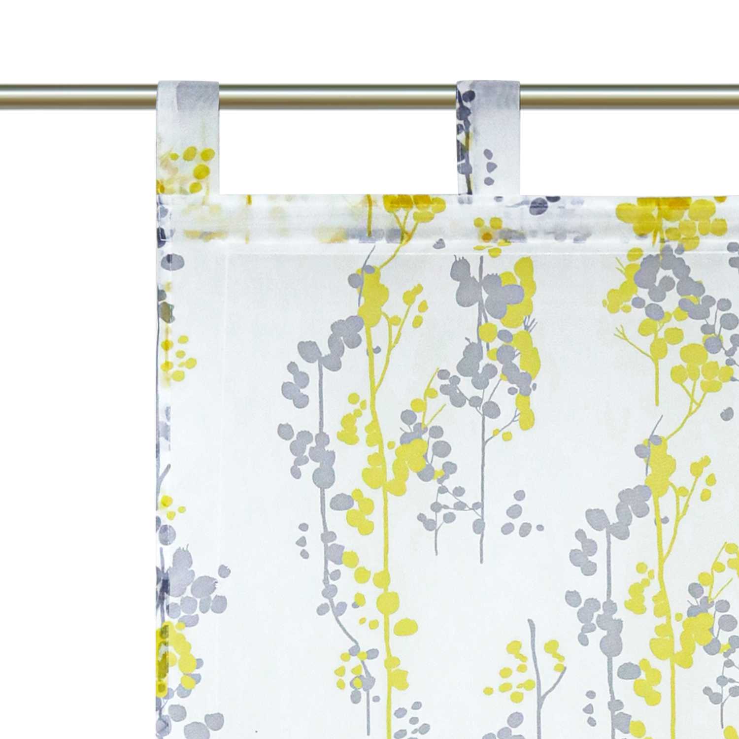 Roman Shade with Tab-Top Hanging Voile with Blueberry Pattern