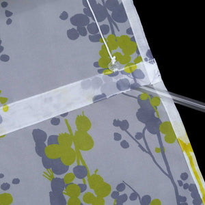Roman Shade with Tab-Top Hanging Voile with Blueberry Pattern