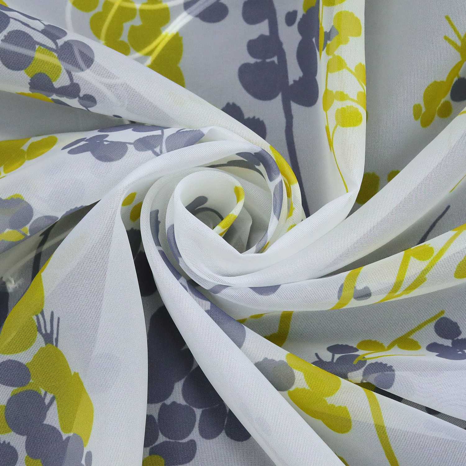 Roman Shade with Tab-Top Hanging Voile with Blueberry Pattern
