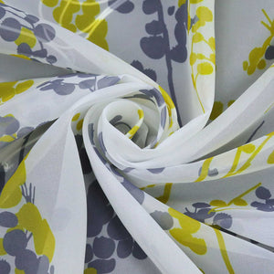 Roman Shade with Tab-Top Hanging Voile with Blueberry Pattern