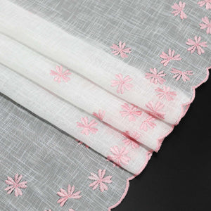 Cafe Curtain with Floral Pattern Embroidery in Country Style - Pink, H x W 60 x 120cm