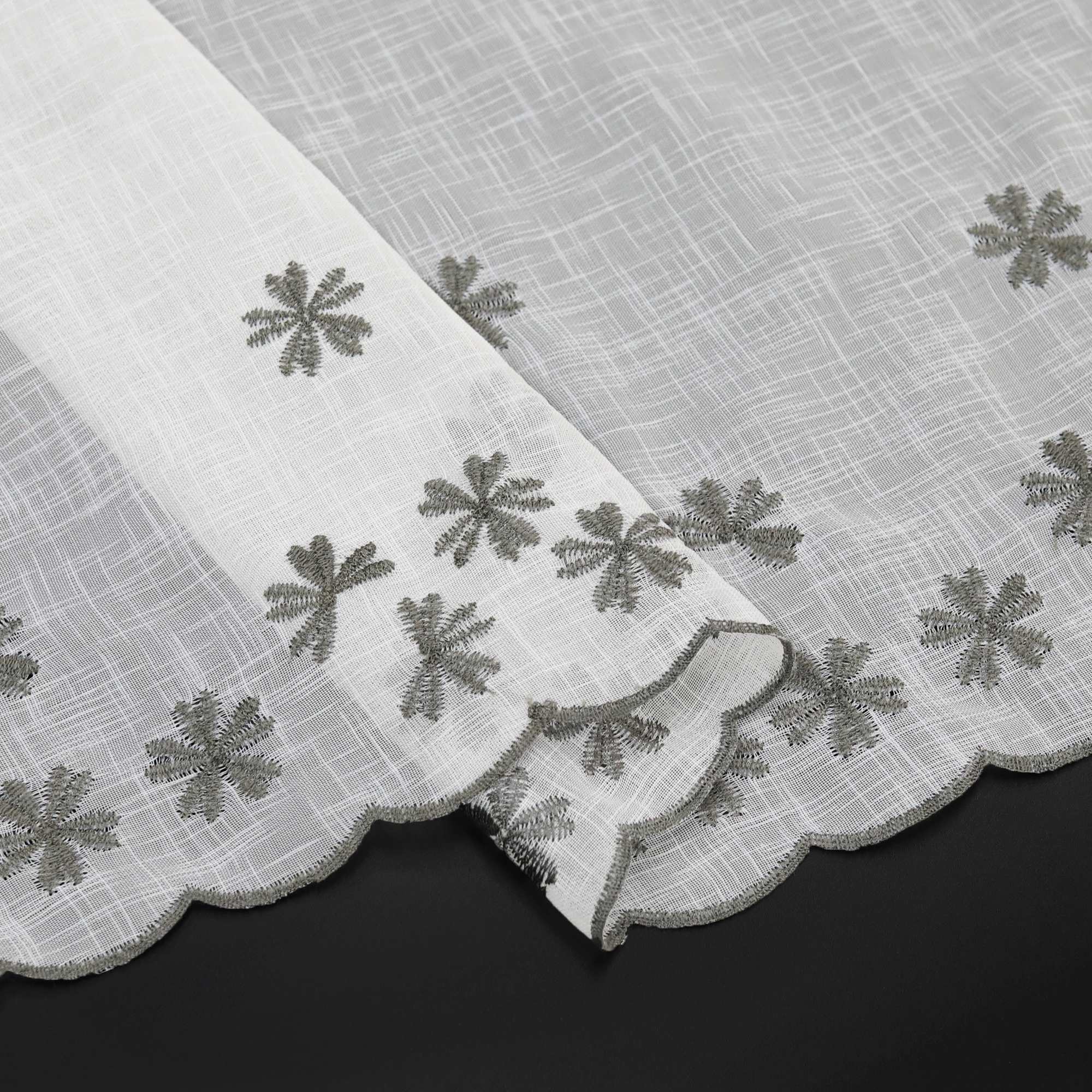 Cafe Curtain with Floral Pattern Embroidery in Country Style - Green, H x W 60 x 90cm