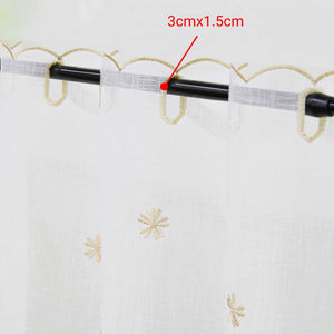 Cafe Curtain with Floral Pattern Embroidery in Country Style - Beige, H x W 30 x 120cm