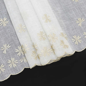 Cafe Curtain with Floral Pattern Embroidery in Country Style - Beige, H x W 45 x 120cm