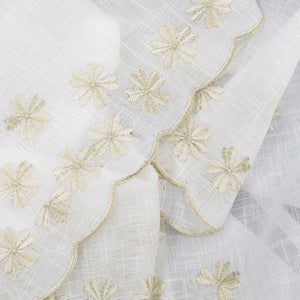 Cafe Curtain with Floral Pattern Embroidery in Country Style - Beige, H x W 60 x 90cm
